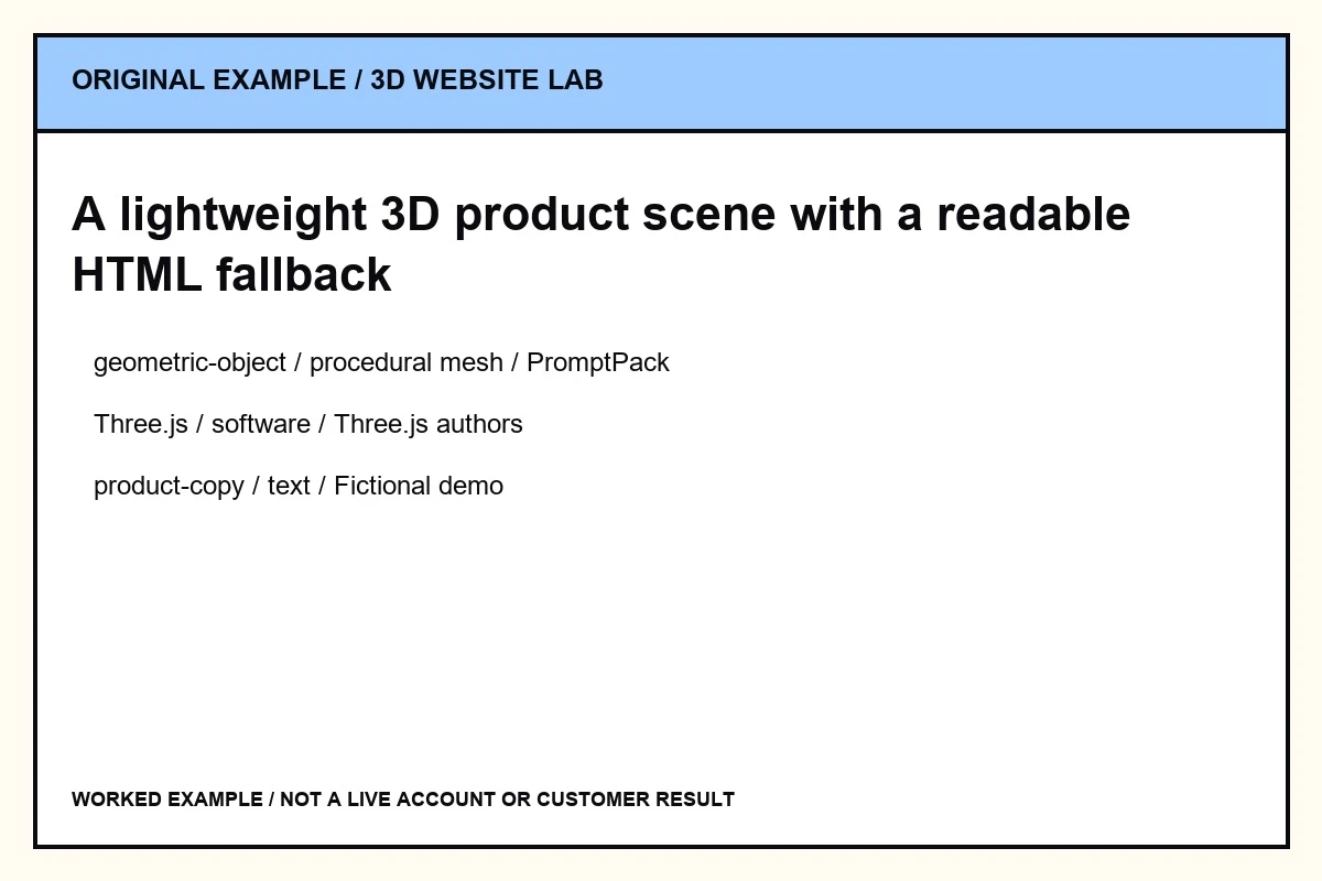 Original example from the 3D Website Lab practical files
