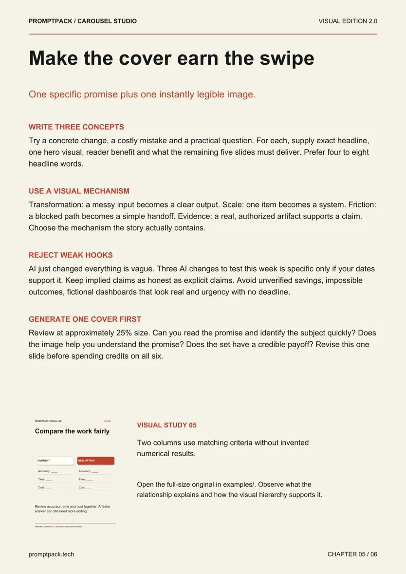 Workshop page from Carousel Studio with step-by-step instructions
